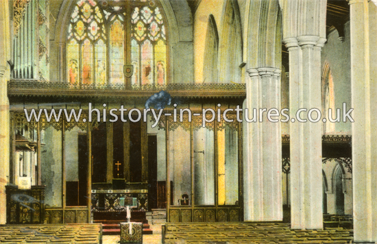 Interior of St. John's Baptist, Epping, Essex. c.1919